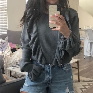 Grey ruffle sweater
